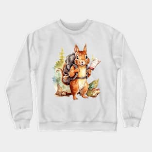 Watercolor Adventure Squirrel #10 Crewneck Sweatshirt